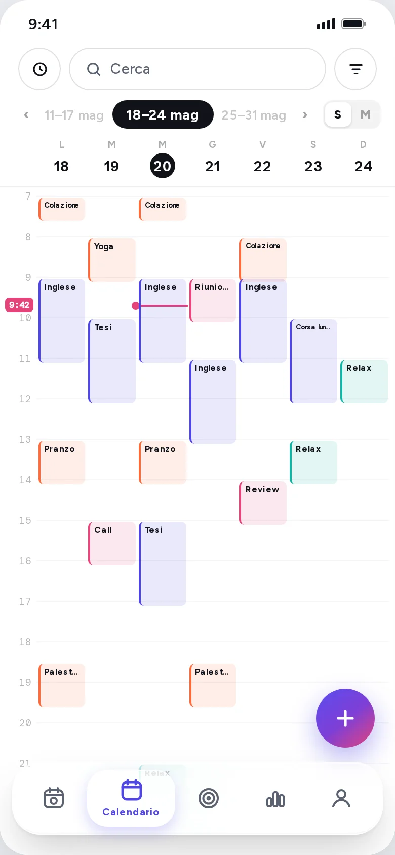 Flew: calendario settimanale