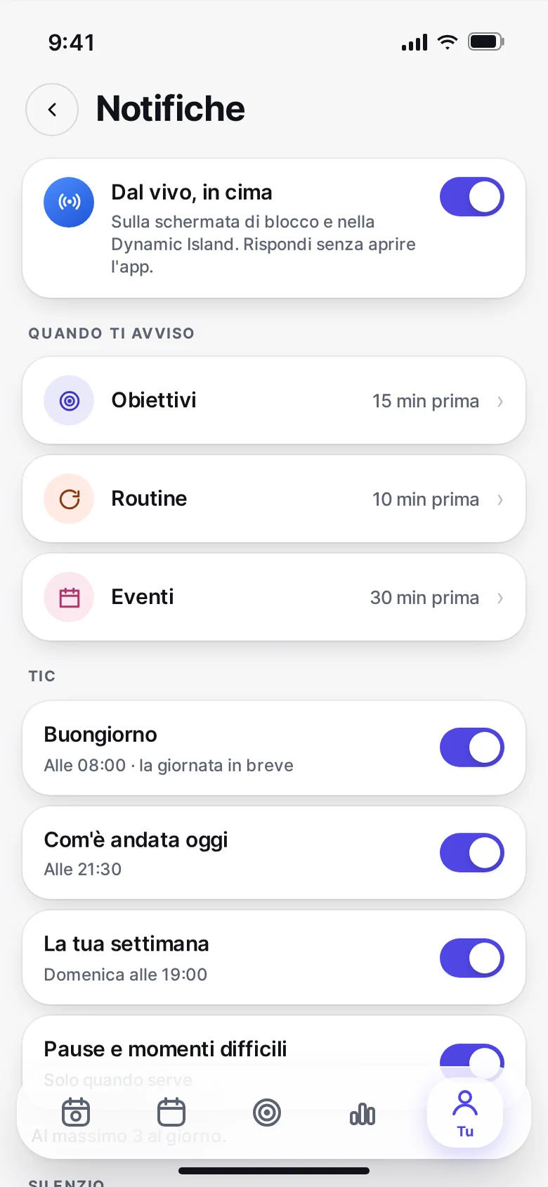 Flew: impostazioni notifiche